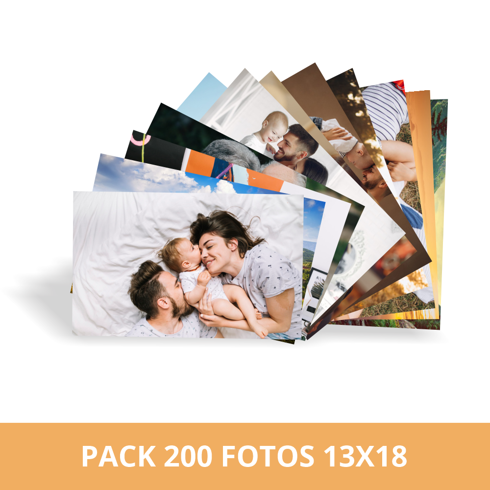 Pack impresión 200 fotos 10x15 cm. Revelado en papel fotográfico